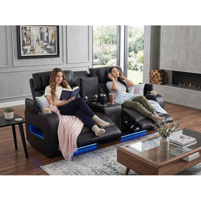 Causeuse inclinable électrique avec appuie-tête réglable Hofstetter, Noir