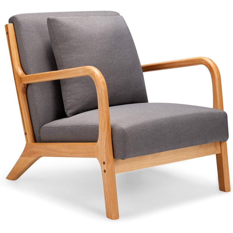 Upholstered Armchair, Grey Linen