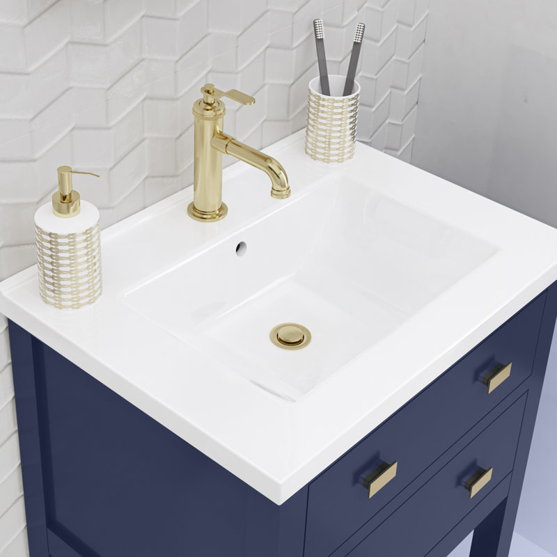 Meuble-lavabo simple chromé 24 po Putcha Viola, Doré, Bleu monarque