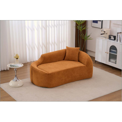 Boneless Compression Curved Chaise Longue Chair Indoor, Modern Chenille Loveseat Couch With Deep Seat Sofa Bed With 1 Pillow, Sleeper Sofa Couch For Living Room, Bedroom, Apartment