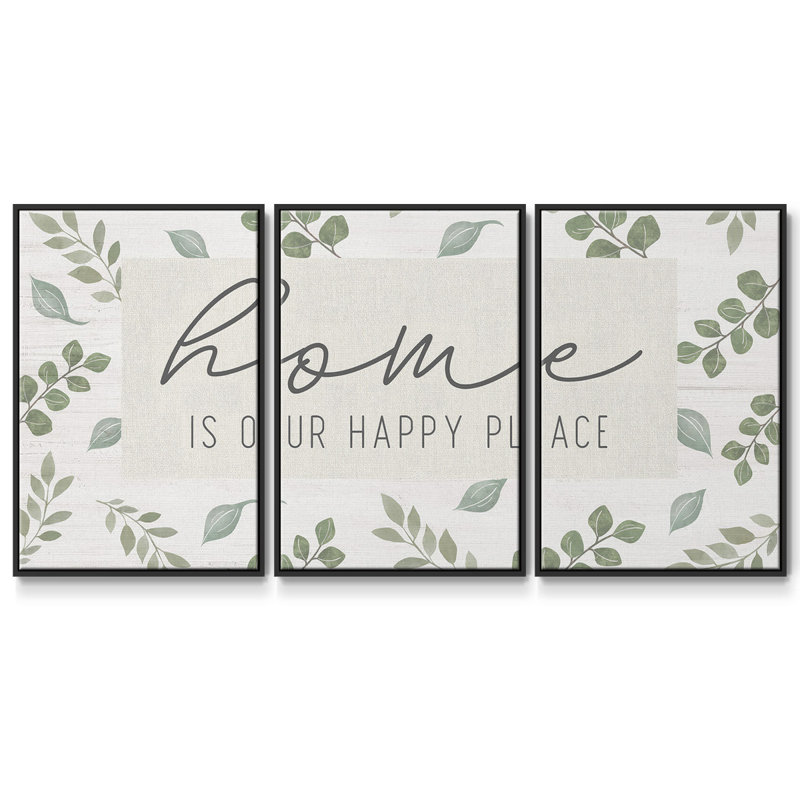 «Home Is Our Happy Place», 3 pièces, H 24 po x l 48 po x P 2 po, Noir