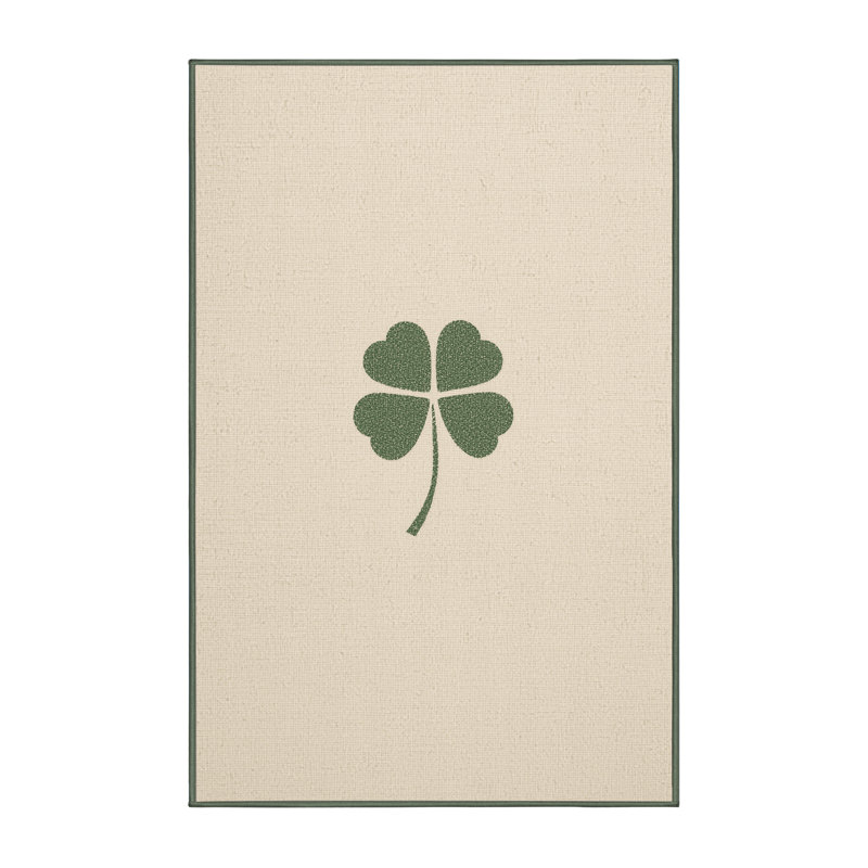 Machine Washable Dyal St Patties Modern & Contemporary Abstract Rug in Beige – SageGreen Binding, 2x3