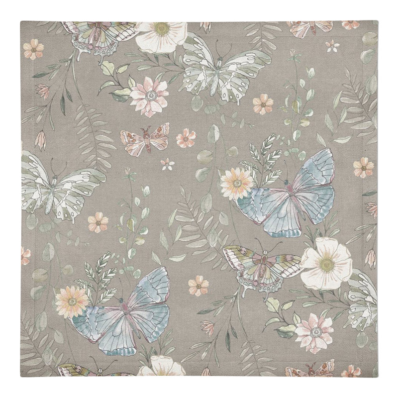 Alkhoury Cotton Floral Square Napkin, Gray