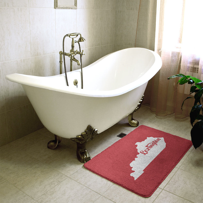 Tapis pour salle de bain en microfibre rectangulaire antidérapant antidérapant, L 21 po x L 34 po, Rouge, Lexington, Kentucky