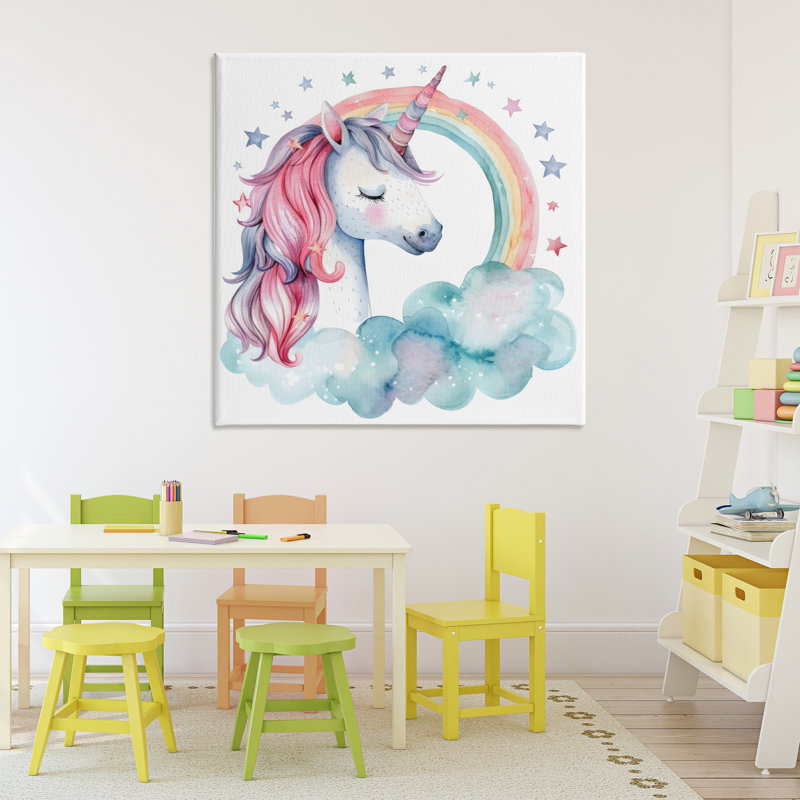 Toile de licorne étoilée arc-en-ciel, design par Creative Studio, H 36 po x l 36 po