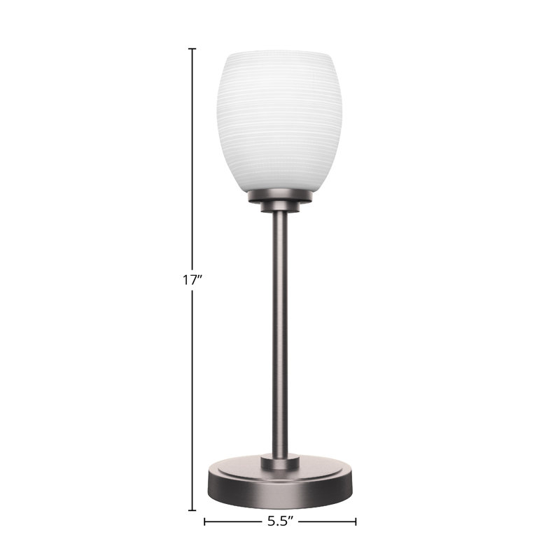 Lampe d'appoint Aneka montrée avec verre matriciel de 5 po, Blanc, Graphite