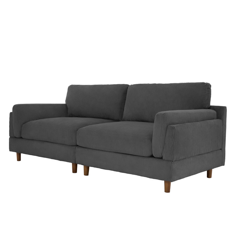 Vontavious 90.3'' Corduroy Sofa, Gray Corduroy