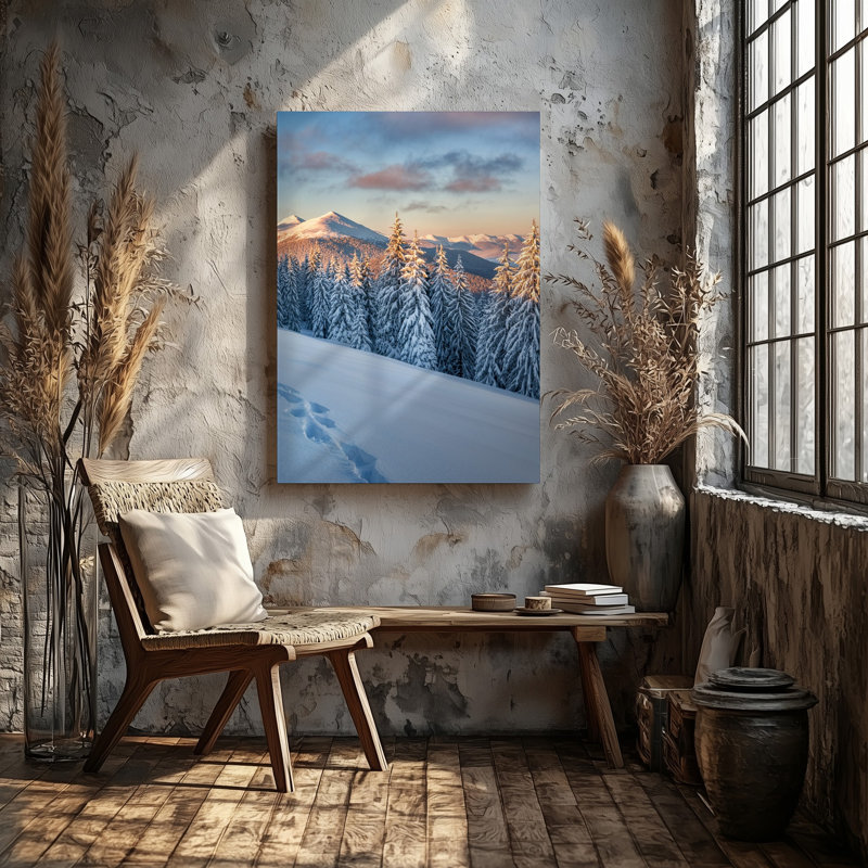 Reproduction d'art sur toile, "Un paysage d'hiver serein avec une forêt dense de grands murs", H 30 po x l 20 po