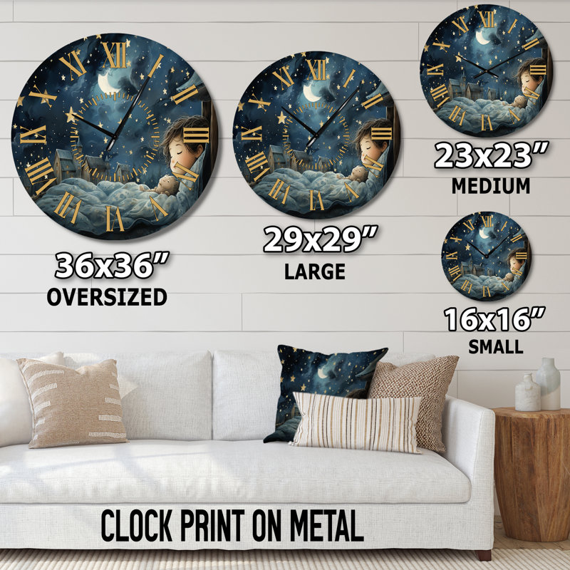 Horloge murale bleue d'enfant Haven Nursery II, Médium