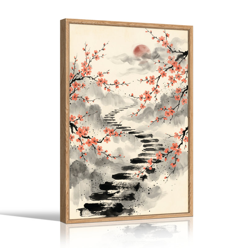 Ensemble de 1 tableau sur toile Fleurs de cerisier, 48"H x 32"W, Natural