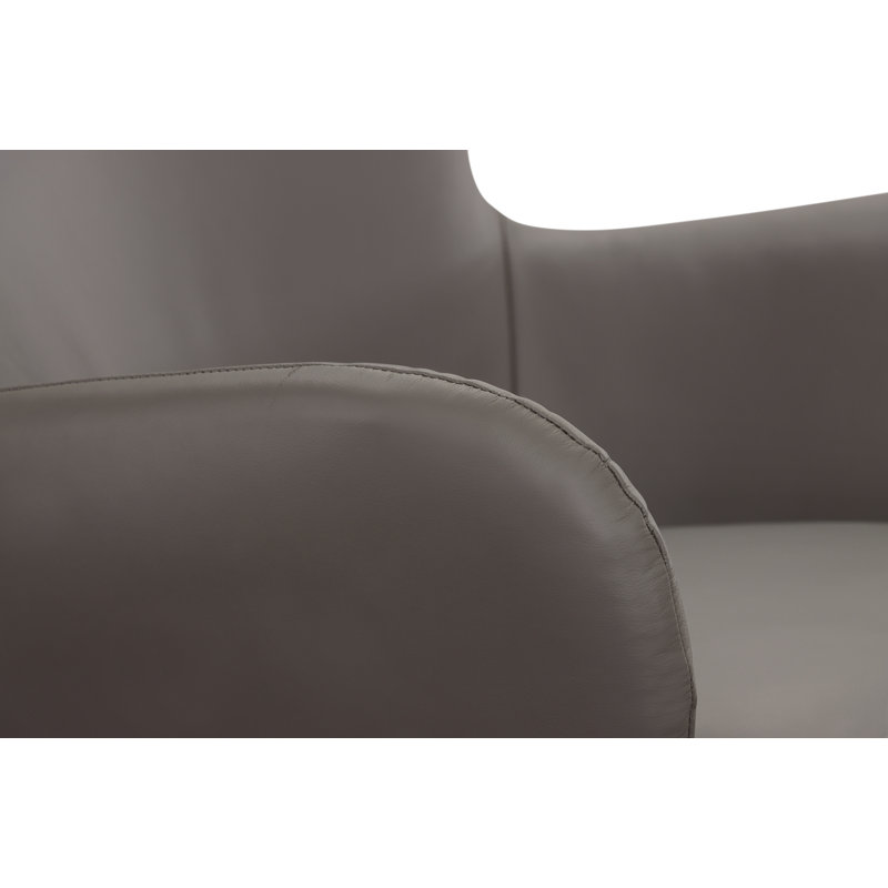 Fauteuil à oreilles pivotant en cuir véritable d'une largeur de 32,5 po Olenka