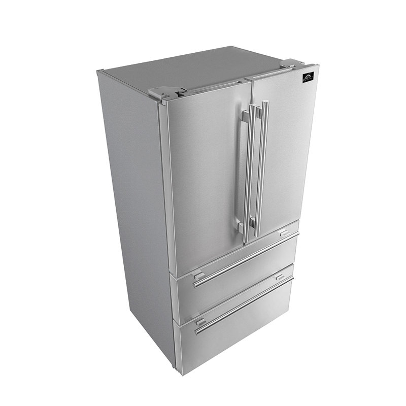 Moena 36-inch French Door Refrigerator in Stainless Steel, 19.2 cu.ft. Capacity with Ice Maker