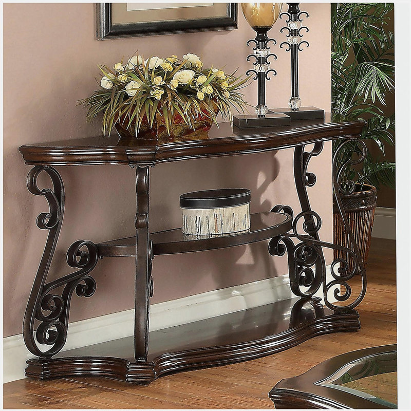 Gretta Merlot 2-Shelf Sofa End Table