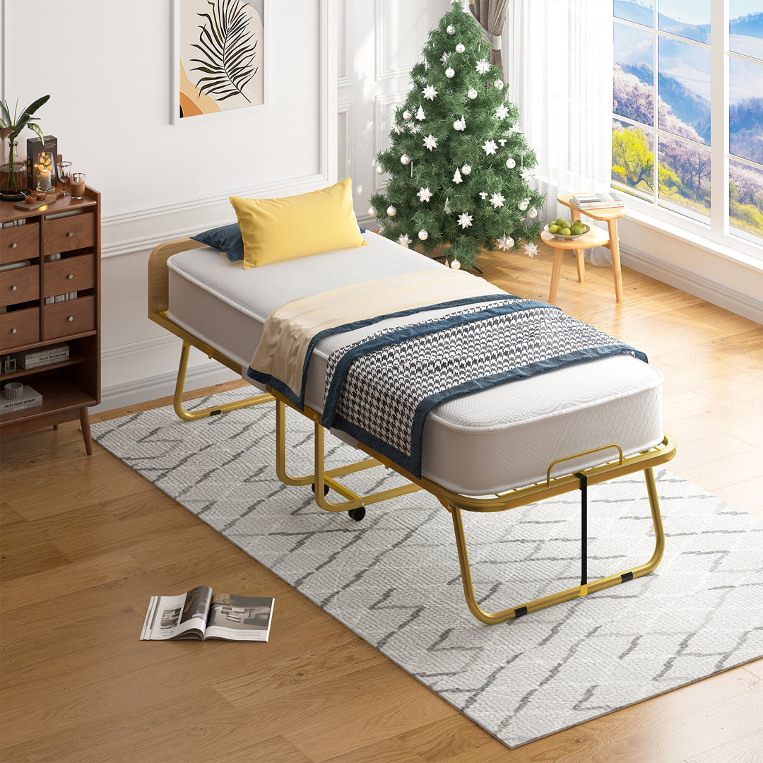 Alwyn Home Folding Bed With Mattress For Adults, 75 ''l X 45''w Rollaway Bed With 5'' Memory Foam Mattress, Portable Foldable Bed With Dustproof Bag & Baffle,fold Up Guest Bed Alwyn Home 