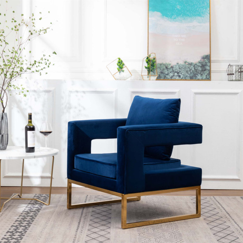 Fauteuil d'appoint rembourré Lenola, Tissu bleu