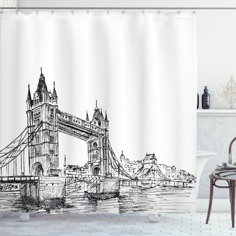 Shower Curtain with Hooks Included, 70" H x 69" W