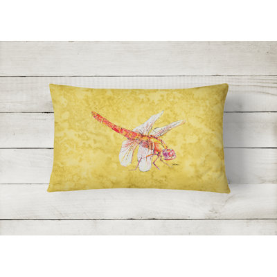 Dragonfly Yellow Indoor/Outdoor Throw Pillow