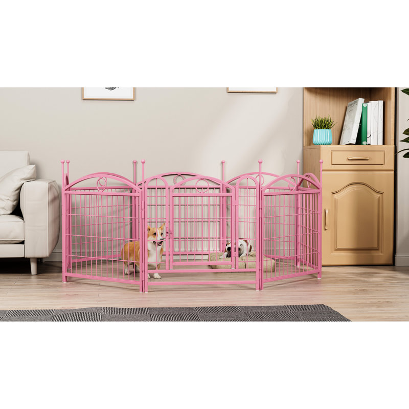 8 enclos pour chien 24 pouces, métal robuste, clôture d'intérieur et d'extérieur pour animaux de compagnie, antirouille et stable, variété de formes de bricolage pour les chiens, parc en métal, panneaux, rouille - animaux de compagnie