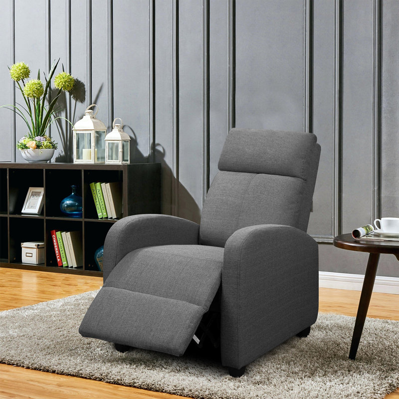 Anikha Upholstered Recliner, Gray Cotton Blend