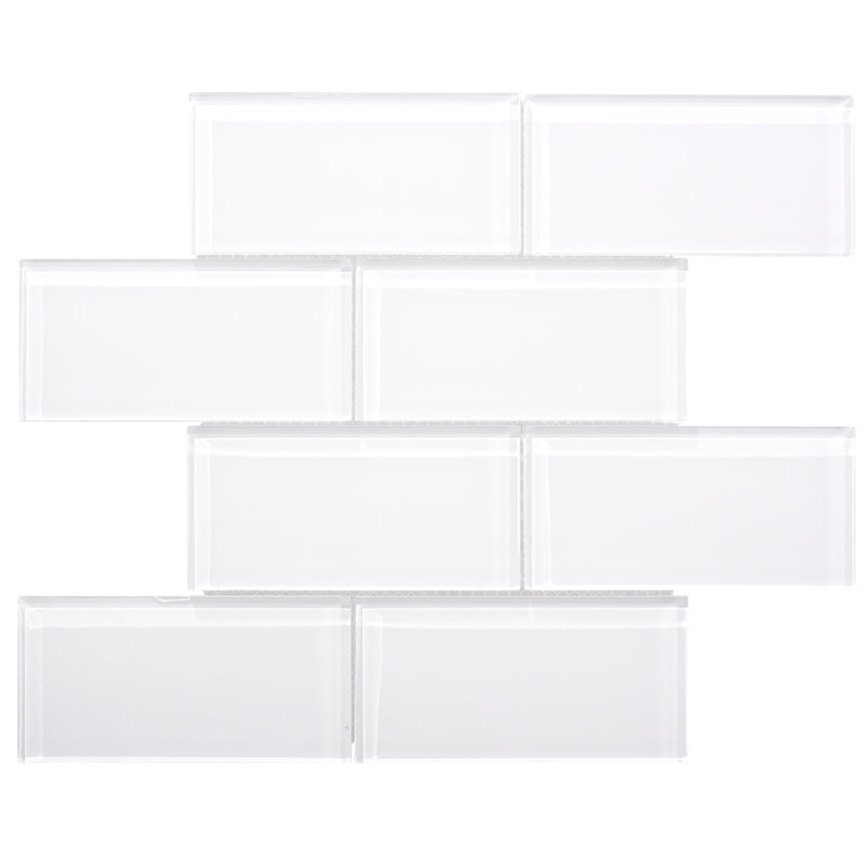 Premium 3" x 6" Straight Edge Glass Mosaic Subway Tile, White