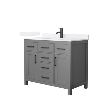 Meuble-lavabo simple autoportant de 42 po avec plateau en quartz Beckett