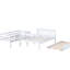 Lit simple superposé en bois d'hévéa simple avec lit gigogne simple, échelle convertible amovible, barrières de sécurité, lit superposé convertible peu encombrant, blanc-1343674160