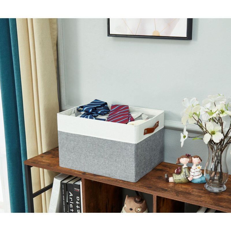 Decomomo Foldable Storage Bin | Collapsible Sturdy Cationic Fabric Storage Basket Cube W/Handles