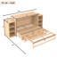 Lit double doré avec tiroirs et tablettes pour le rangement, espaces de bureau à domicile appropriés, tablettes de rangement en pin, chambres d'amis dans les petits appartements, structure