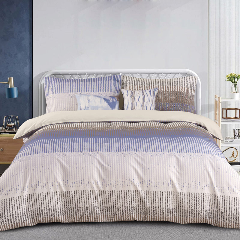 Ensemble de housse de couette 3 pièces Johnson Home - 100% coton pré ornemental, Housse de couette très grand et 2 taies