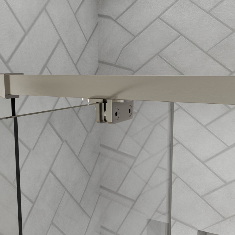Porte de douche à pivot 38-42 "de large X 71" de haut avec verre transparent, Nickel brossé