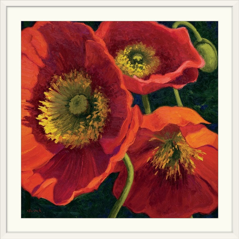 « trio ii » par shirley novak, reproduction d’art Red Poppy, H 35 po x l 35 po x P 1,5 po, Toile