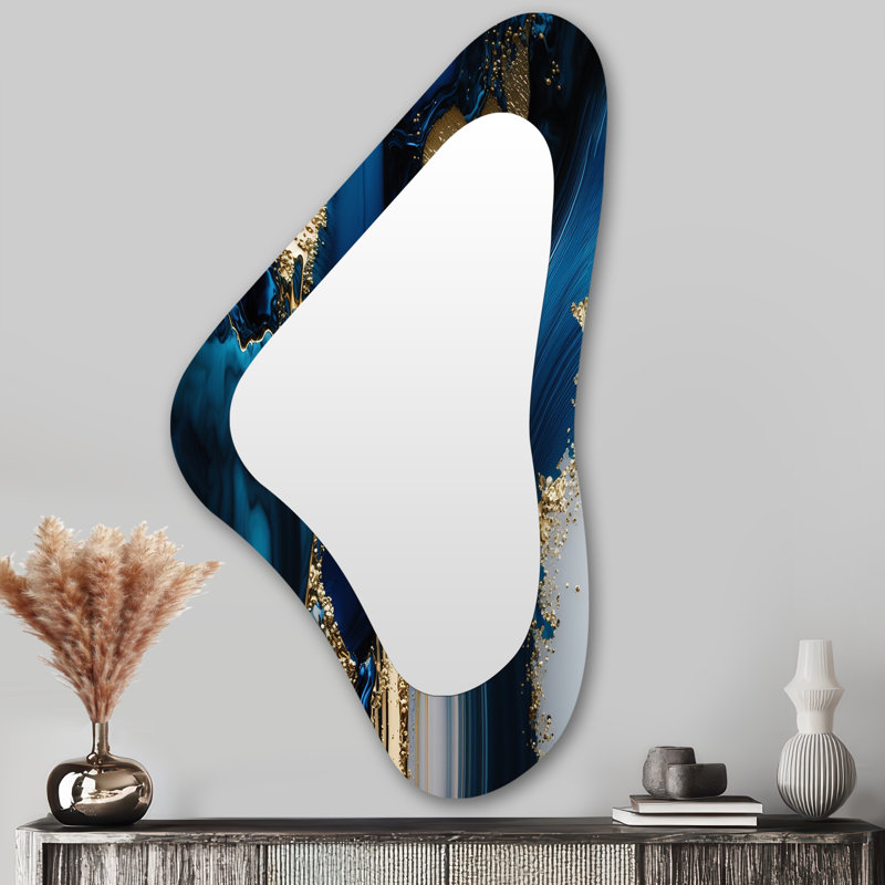 Abstrait Geode Waves Gold II - Miroir mural abstrait moderne aux formes asymétriques
