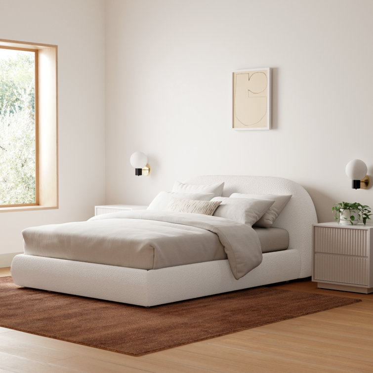 Sadarius Upholstered Fabric Bed with Rounded Headboard