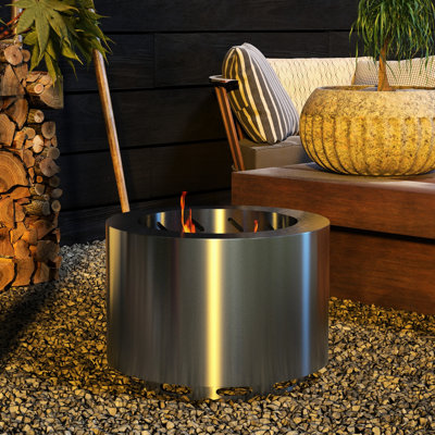 Foyer sans fumée 19 po avec structure en acier inoxydable, pour camping, cour arrière, patio, pique-nique à faible fumée, foyer portatif à combustion secondaire, patio de cheminée A fourni