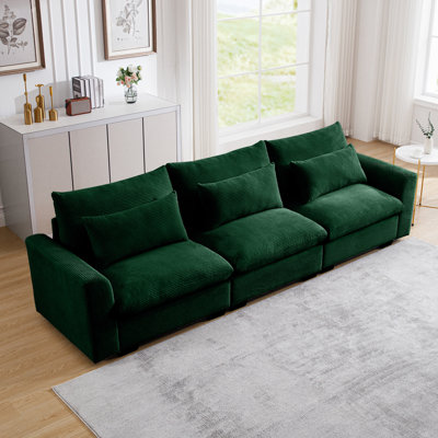 Velours côtelé profond 3 places pour les loisirs - enveloppé dans un salon confortable et confortable, avec coussins, facile à assembler