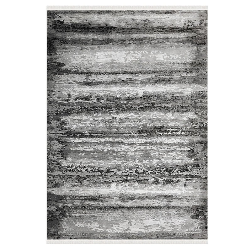Tapis gris et blanc Stoneham, Rectangle 5 pi 3 po x 7 pi 6 po