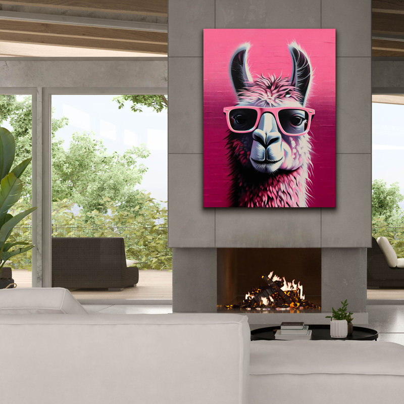 «Epic Graffiti» «The Pink Llama» par Andreas Magnusson, art mural sur toile, H 54 po x l 40 po x P 1,5 po