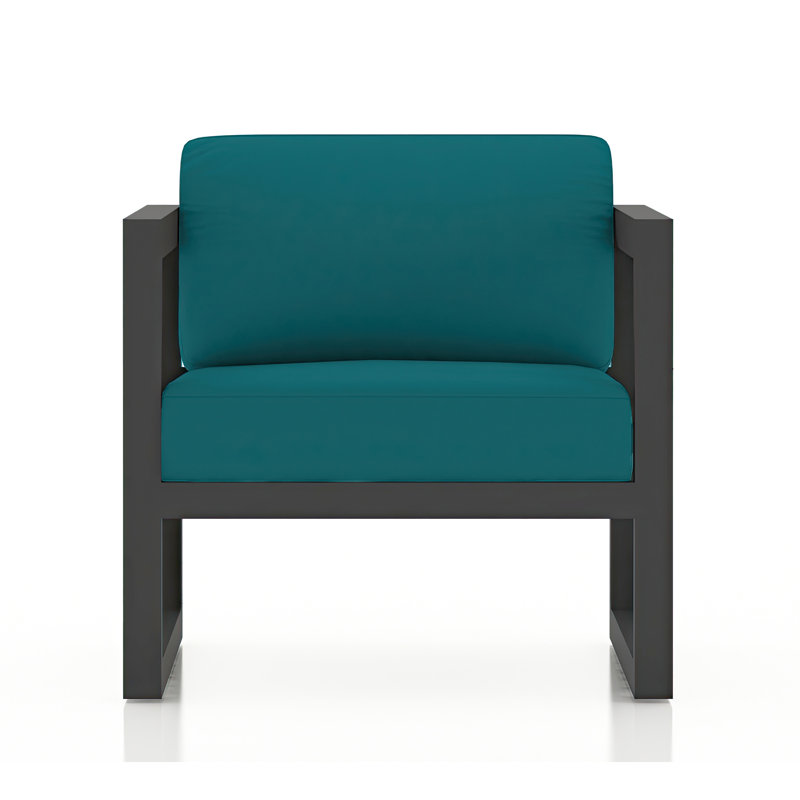 Avion 4 Piece Sofa Seating Group with Sunbrella Cushions, Canvas Charcoal Sunbrella® Canvas, Slate, 25" H x 54" W x 25.5" D 