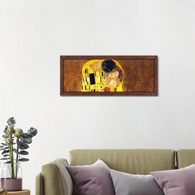 The Kiss by Gustav Klimt - 1 Piece Floater Frame Panoramic Painting on Canvas
