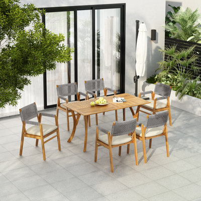 Horam 7-Piece Wood & Rope Dining Set