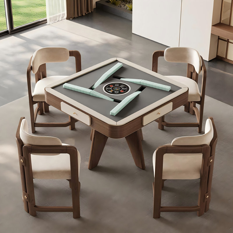 Nouvelle table de salle à manger et de mahjong automatique en bois massif de style chinois pour les règles chinoises