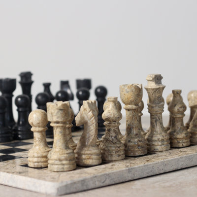 Premium Marble Chess Set (16 inch) with Storage Case by Marble Cultures