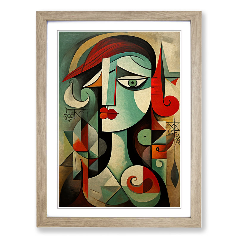 Pablo Picasso Renaissance - Single Picture Frame Print on Wood, 34cm H x 25cm W x 2cm D, Oak 