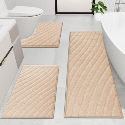 Super Absorbent Non-Slip Bathroom Rug Mats (Set of 3)