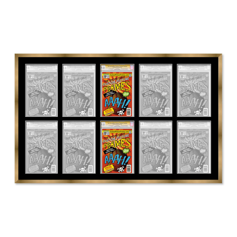 Wood Picture Frame with Mat, Gold/Black, 7.75" x 10.5", 44" x 25.75"