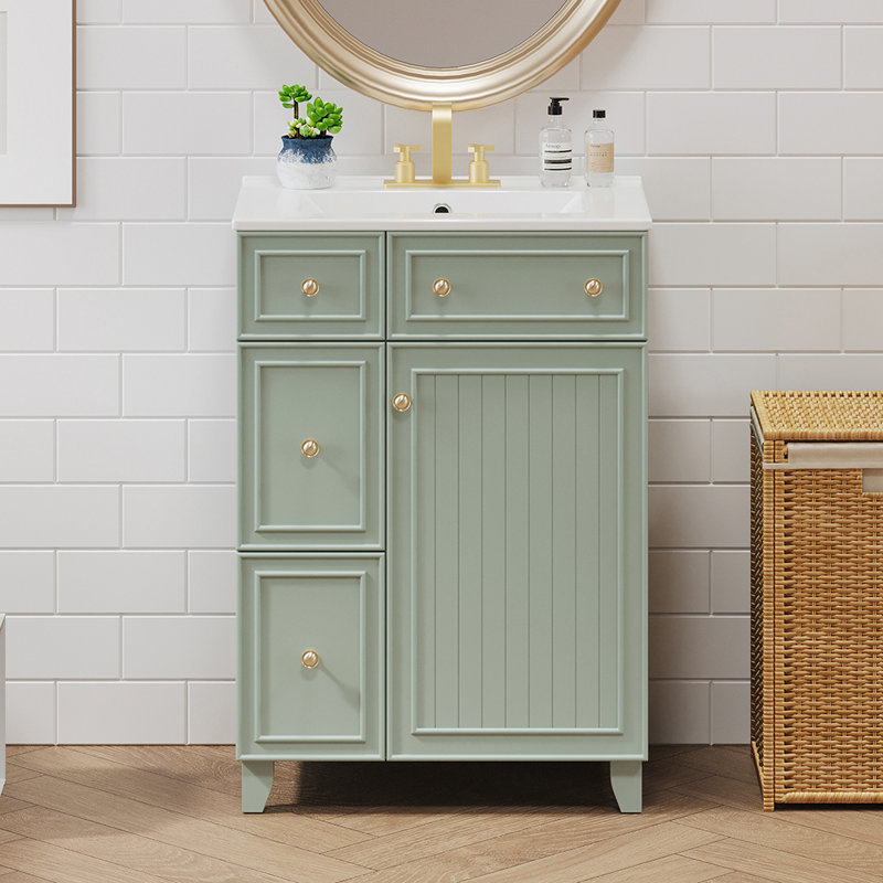 24'' Single Bathroom Vanity with Top, Green