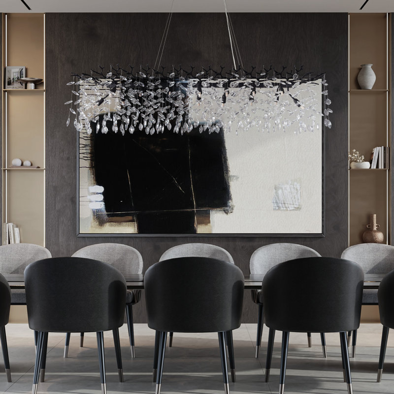 Lustres en cristal Erdenheim, H 15,7 po x l 60 po x P 16,2 po, Noir