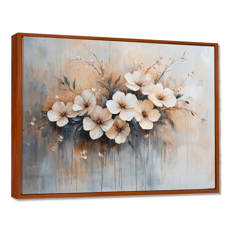 Espinosa Gold White Garden Blossom Violets II - Violets, art mural de salon, H 30 po x l 40 po, Brun
