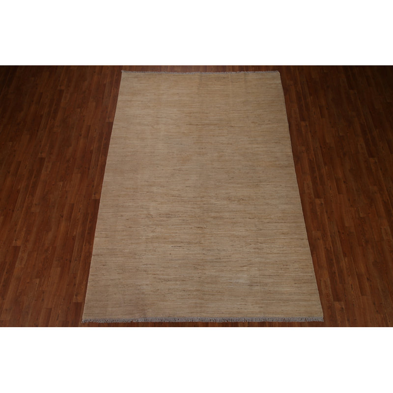 Tapis unique en laine noué à la main gris nouvel âge 6 pi 7 po x 9 pi 6 po Kashkoli