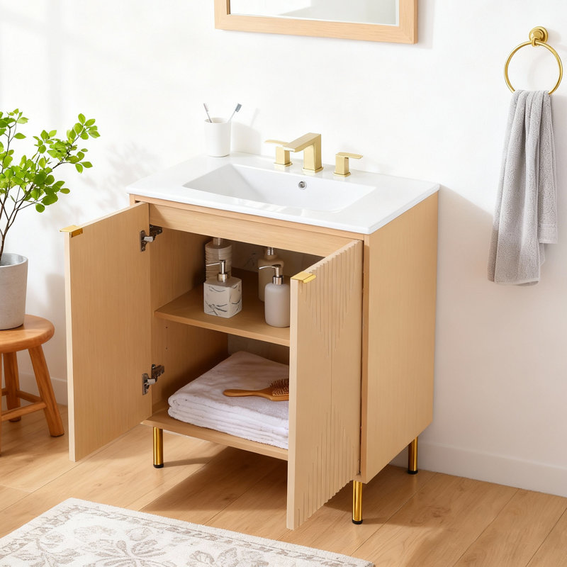 30'' Farmhouse Free-Standing bathroom vanity With Ceramic 